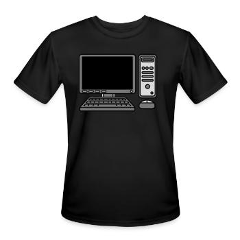 computer keyboard mouse screen - Men's Moisture Wicking Performance T-Shirt - black - Front - Jackson (183cm)
