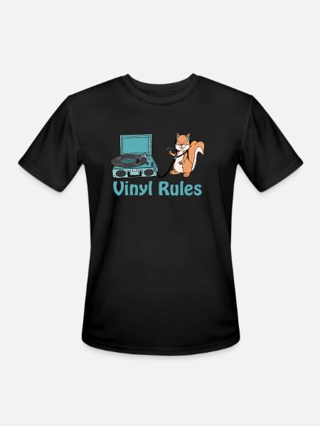 vinyl rules sky blue - Men's Moisture Wicking Performance T-Shirt - black