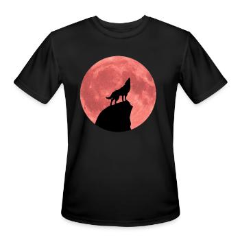 Wolf Howling at the Blood Moon - Men's Moisture Wicking Performance T-Shirt - black - Front - Jackson (183cm)