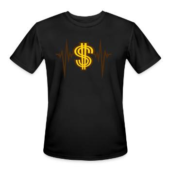 pulse heartbeat dollar frequency symbol sign money - Men's Moisture Wicking Performance T-Shirt - black - Front - Jackson (183cm)