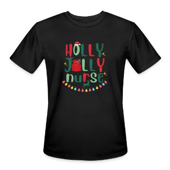 HOLLY JOLLY NURSE - Men's Moisture Wicking Performance T-Shirt - black - Front - Jackson (183cm)