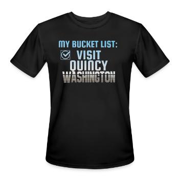 Quincy Washington Bucket List Home Town - Men's Moisture Wicking Performance T-Shirt - black - Front - Jackson (183cm)