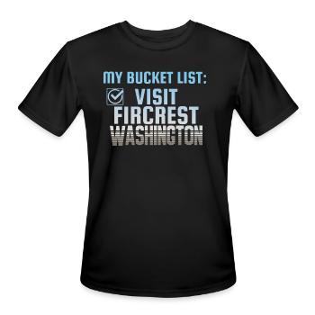 Fircrest Washington Bucket List Home Town - Men's Moisture Wicking Performance T-Shirt - black - Front - Jackson (183cm)