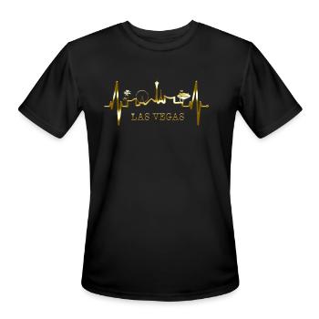 Las Vegas Skyline Heartbeat Nevada Poker USA Fan - Men's Moisture Wicking Performance T-Shirt - black - Front - Jackson (183cm)