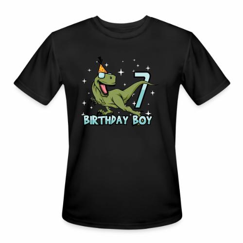 Happy Birthday Boy Dino Dinosaur 7 Gift Idea - Men's Moisture Wicking Performance T-Shirt