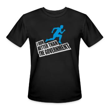 run better than government - Men's Moisture Wicking Performance T-Shirt - black - Front - Jackson (183cm)