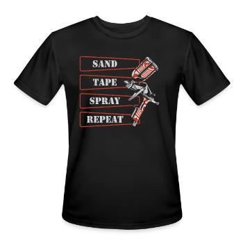 Sand Tape Spray Repeat for a Car Painter - Men's Moisture Wicking Performance T-Shirt - black - Front - Jackson (183cm)