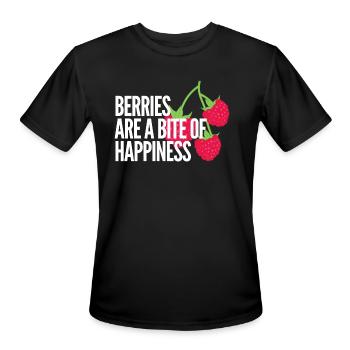 Berries Are A Bite Of Happiness Raspberry - Men's Moisture Wicking Performance T-Shirt - black - Front - Jackson (183cm)