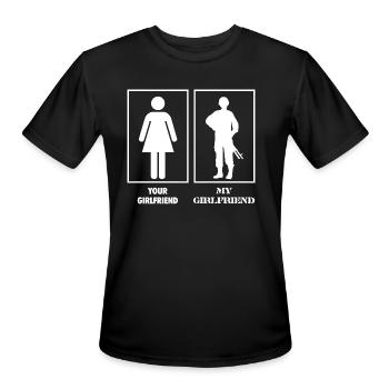 Your Girlfriend My Girlfriend Military - Men's Moisture Wicking Performance T-Shirt - black - Front - Jackson (183cm)
