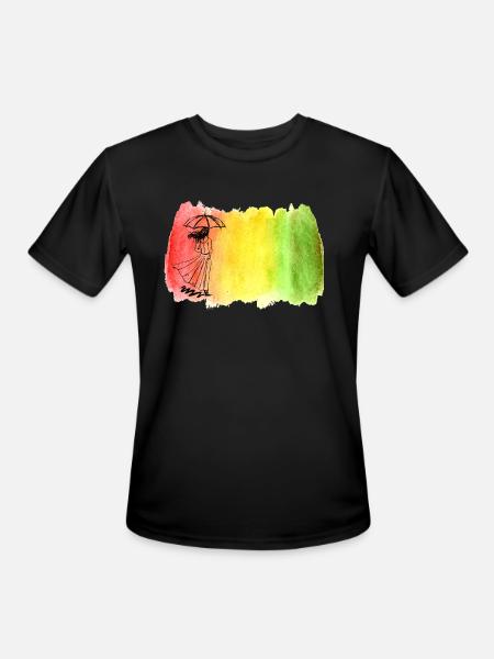 Girl with Umbrella - Men's Moisture Wicking Performance T-Shirt - black