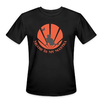 Meow Is My Mantra - Men's Moisture Wicking Performance T-Shirt - black - Front - Jackson (183cm)