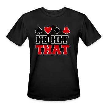Blackjack Jackpot Slots Gambling - Men's Moisture Wicking Performance T-Shirt - black - Front - Jackson (183cm)