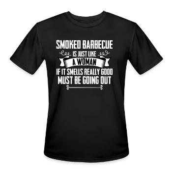 Smoked Barbecue A Pitmaster Smoking Grilling Meat - Men's Moisture Wicking Performance T-Shirt - black - Front - Jackson (183cm)
