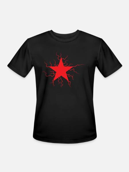 red star - Men's Moisture Wicking Performance T-Shirt - black