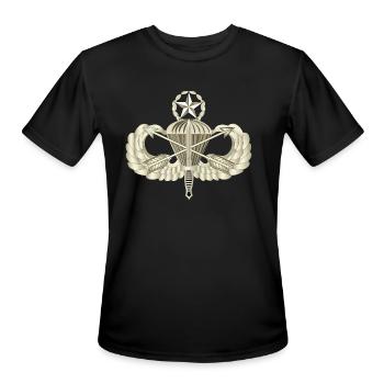 Army Master Airborne w Crossed Arrow Dagger - Men's Moisture Wicking Performance T-Shirt - black - Front - Jackson (183cm)
