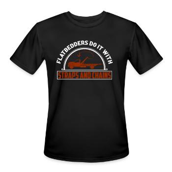 Flatbedders Do It With Straps And Chains Tow Truck - Men's Moisture Wicking Performance T-Shirt - black - Front - Jackson (183cm)