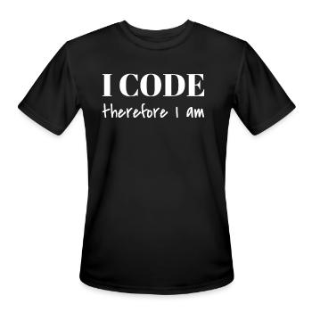 I code therefore I am nature yellow - Men's Moisture Wicking Performance T-Shirt - black - Front - Jackson (183cm)