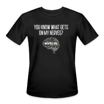 Funny Science Neuroscience Teacher Brain Pun Tee - Men's Moisture Wicking Performance T-Shirt - black - Front - Jackson (183cm)