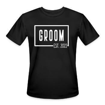 Groom Est 2022 Wedding Day Bachelor Party Getting - Men's Moisture Wicking Performance T-Shirt - black - Front - Jackson (183cm)