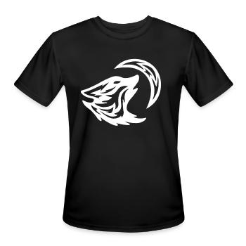 Tribal White Howling Wolf Tattoo 70s - Men's Moisture Wicking Performance T-Shirt - black - Front - Jackson (183cm)