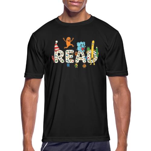 Whimsical READ Kids Cartoon - Men's Moisture Wicking Performance T-Shirt