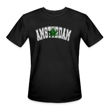 Amsterdam Cannabis Design - Men's Moisture Wicking Performance T-Shirt - black - Front - Jackson (183cm)