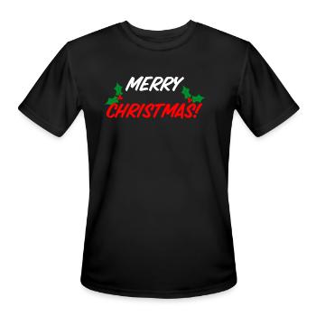 Merry Christmas Berries - Men's Moisture Wicking Performance T-Shirt - black - Front - Jackson (183cm)