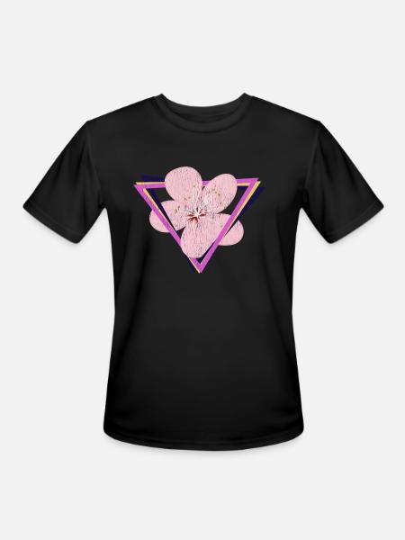 Vaporwave Cherry Blossoms - Men's Moisture Wicking Performance T-Shirt - black