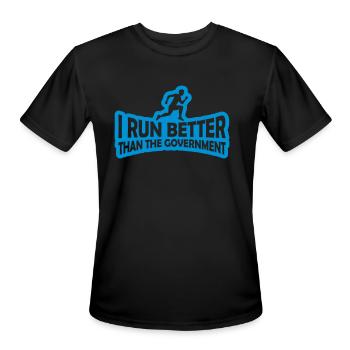 run better than government - Men's Moisture Wicking Performance T-Shirt - black - Front - Jackson (183cm)