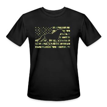 Horse American Camo Flag Horseback Riding - Men's Moisture Wicking Performance T-Shirt - black - Front - Jackson (183cm)