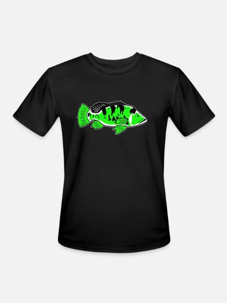 PEACOCK BASS - Men's Moisture Wicking Performance T-Shirt - black