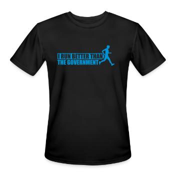 run better than government - Men's Moisture Wicking Performance T-Shirt - black - Front - Jackson (183cm)