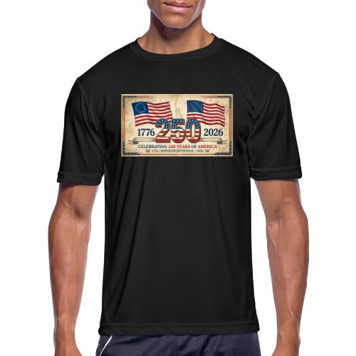USA 250th Anniversary Flags Emblem - Men's Moisture Wicking Performance T-Shirt