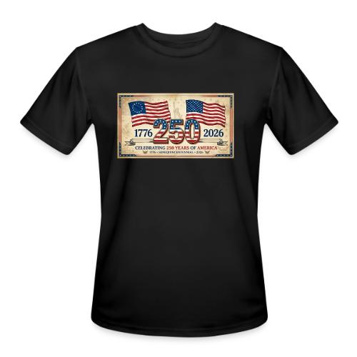USA 250th Anniversary Flags Emblem - Men's Moisture Wicking Performance T-Shirt