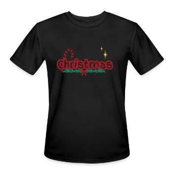 ChristmasWith Candy Cane And Holly - Men's Moisture Wicking Performance T-Shirt - black - Front - Jackson (183cm)