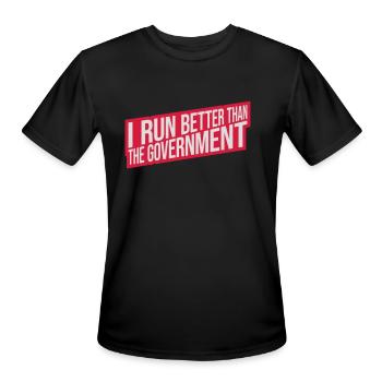 run better than government - Men's Moisture Wicking Performance T-Shirt - black - Front - Jackson (183cm)