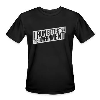 run better than government - Men's Moisture Wicking Performance T-Shirt - black - Front - Jackson (183cm)