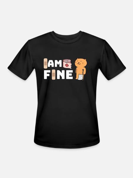 IAM FINE INJURY CAT - Men's Moisture Wicking Performance T-Shirt - black