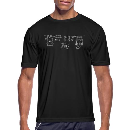 Minimalist Hanging Cats Line Art - Cute Kittens - Men's Moisture Wicking Performance T-Shirt