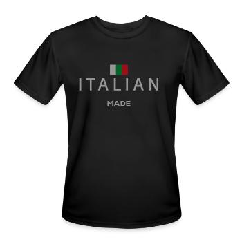 Italian Made - Men's Moisture Wicking Performance T-Shirt - black - Front - Jackson (183cm)