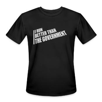 run better than government - Men's Moisture Wicking Performance T-Shirt - black - Front - Jackson (183cm)
