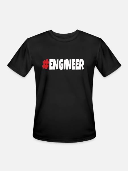 #engineer red&white - Men's Moisture Wicking Performance T-Shirt - black