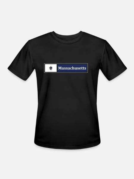 Massachusetts Flag - Men's Moisture Wicking Performance T-Shirt - black