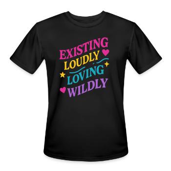 Queer Pride Queer Joy LGBTQ+ Affirmation Trans - Men's Moisture Wicking Performance T-Shirt - black - Front - Jackson (183cm)