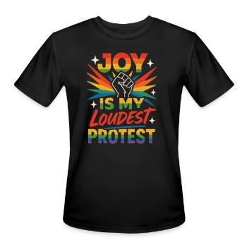 Queer Pride Queer Joy LGBTQ+ Affirmation Trans - Men's Moisture Wicking Performance T-Shirt - black - Front - Jackson (183cm)