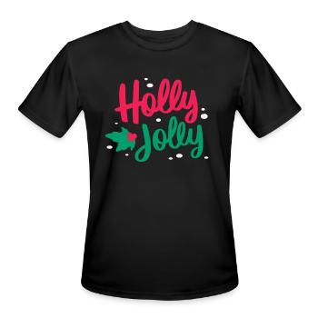 Christmas Holly Jolly - Men's Moisture Wicking Performance T-Shirt - black - Front - Jackson (183cm)