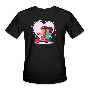 Lovely couple riding a vespa - Men's Moisture Wicking Performance T-Shirt - black - Front - Jackson (183cm)