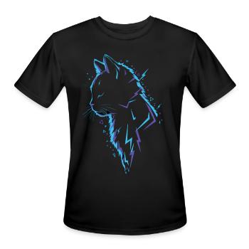 Neon Cat Head Silhouette - Men's Moisture Wicking Performance T-Shirt - black - Front - Jackson (183cm)