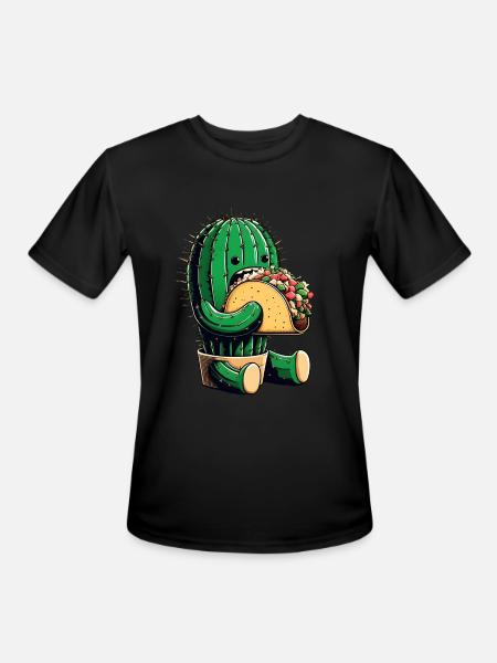 Mexican taco cactus - Men's Moisture Wicking Performance T-Shirt - black