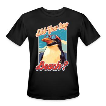 Funny Penguin - Did You Say Beach? - Men's Moisture Wicking Performance T-Shirt - black - Front - Jackson (183cm)